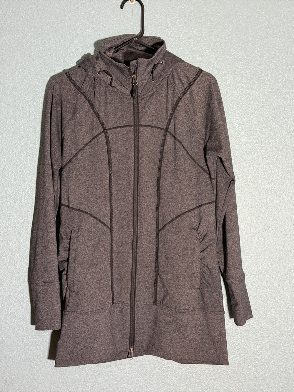 Athleta Women’s Hooded Zip Front Yoga Jacket - Dark Gray